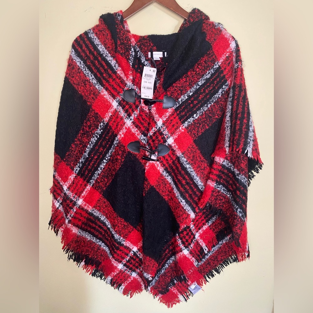 Red, Black and White Poncho